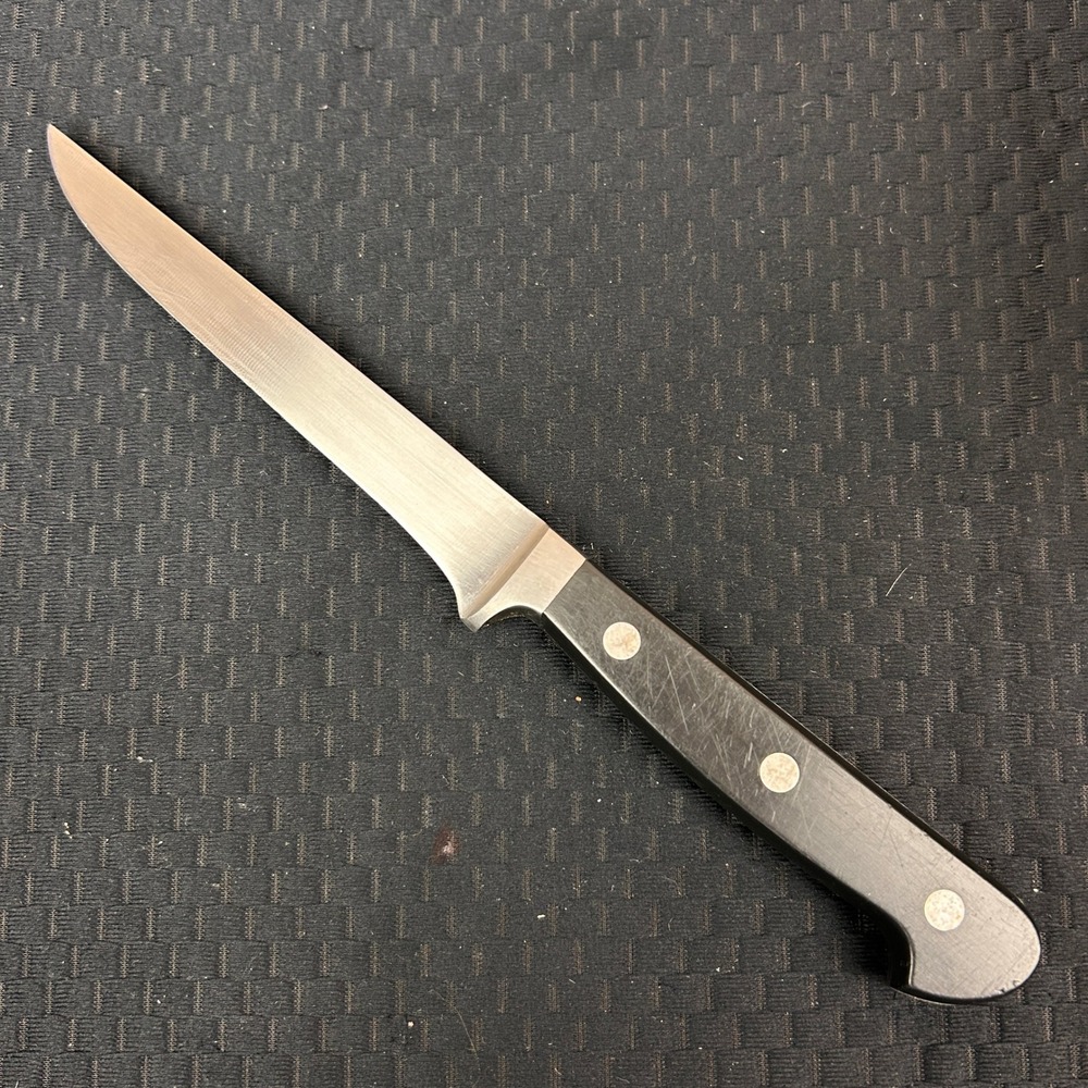 Vintage Full Tang Boning Knife 5 inch Stainless Steel Triple Rivet Black Handle